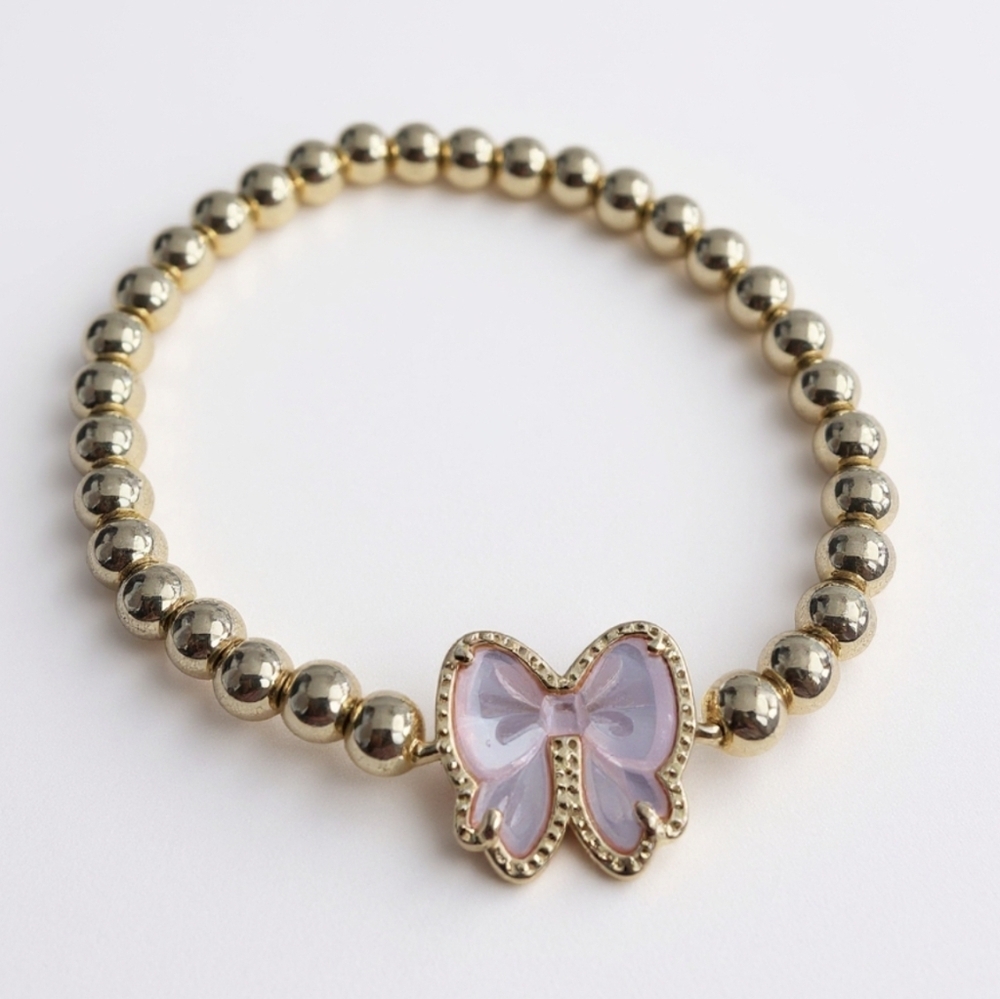 Kendra Scott Haley Bow Pearl Stretch Bracelet Gold Blush Ivory NWOT